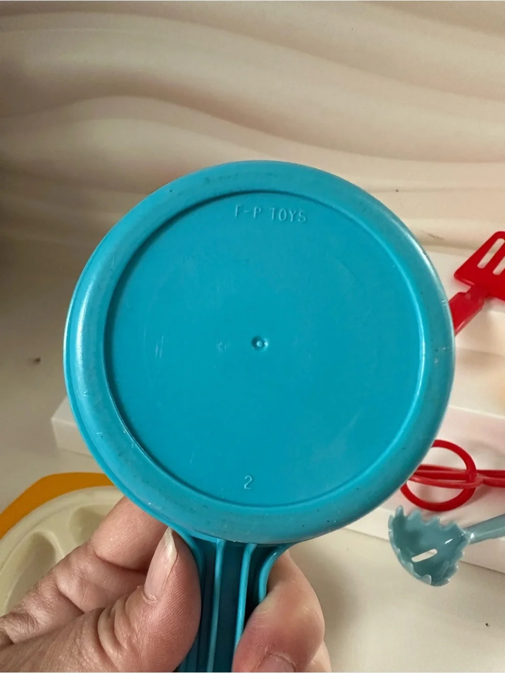 Fisher-Price Vintage Toy Dish Set Plate Cups Pots Utensils Salt Pepper Play 80’s